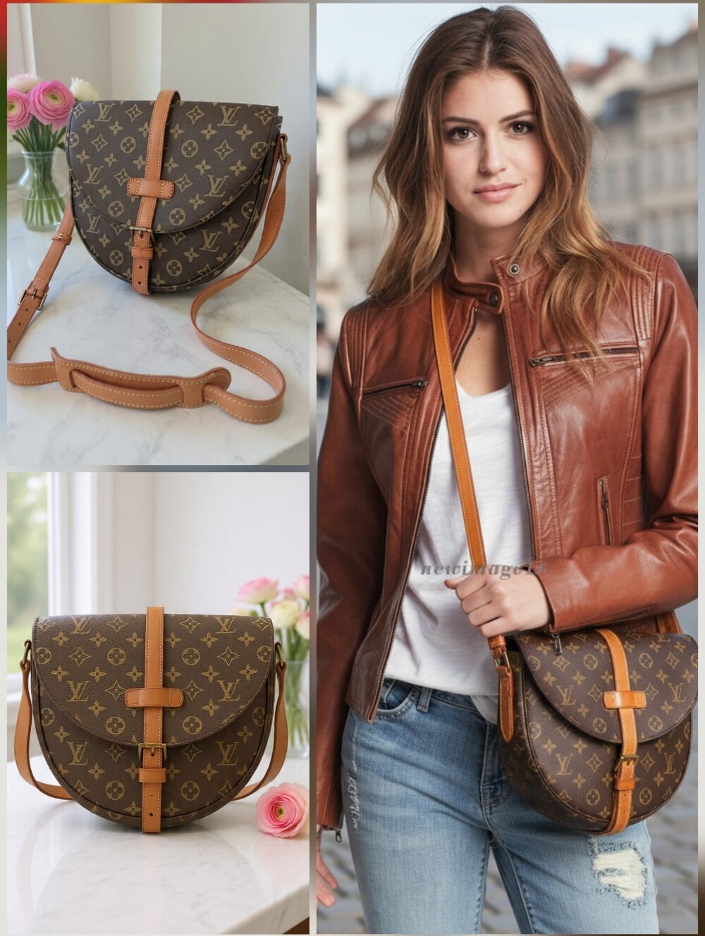 Louis Vuitton Vintage 1990 Chantilly GM Monogram Brown Crossbody Bag 💓